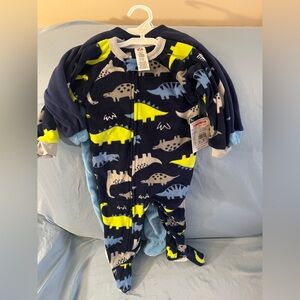 Gerber Navy Dinosaur Print Footie Pajamas